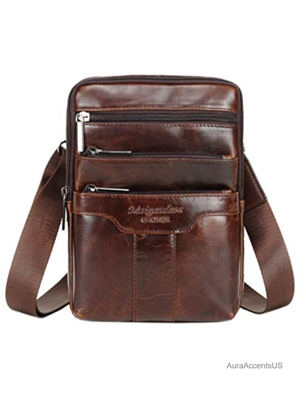 Genuine Leather Small Sling Crossbody Messenger Bag Travel Business